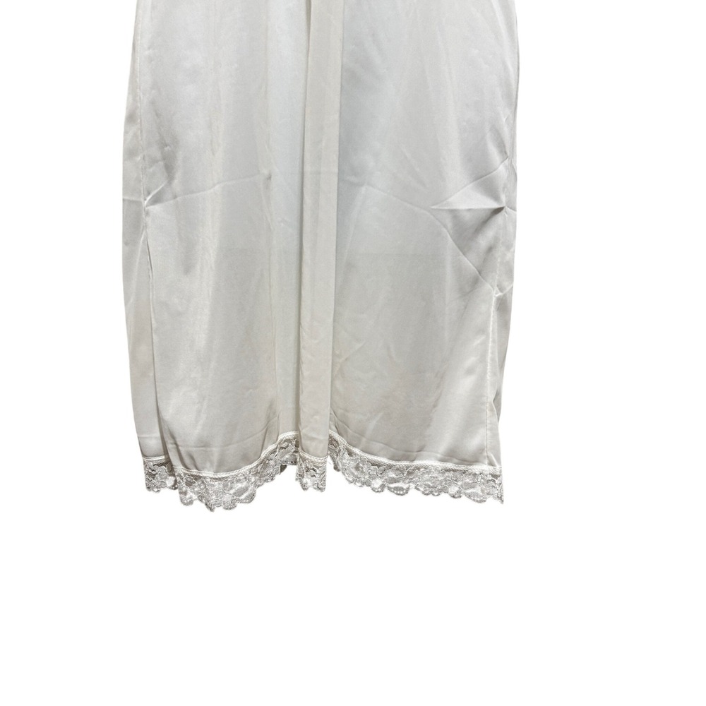 Vintage Women Coquette Cottagecore Full Slip Dress XS White Lace Trim Romantic - Picture 4 of 5